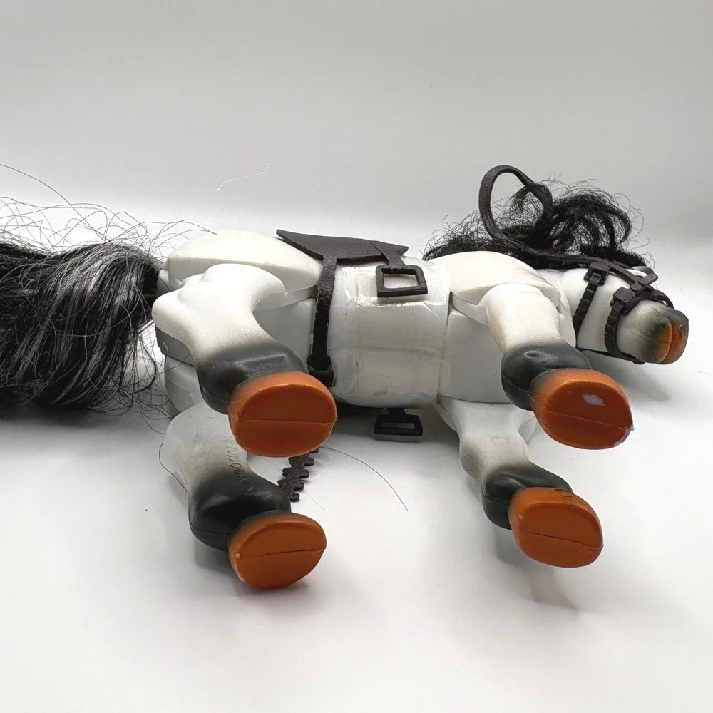 Vintage Kidkore Pony Horse Figure White Grey Black Articulated 2000 Toy 7 inch